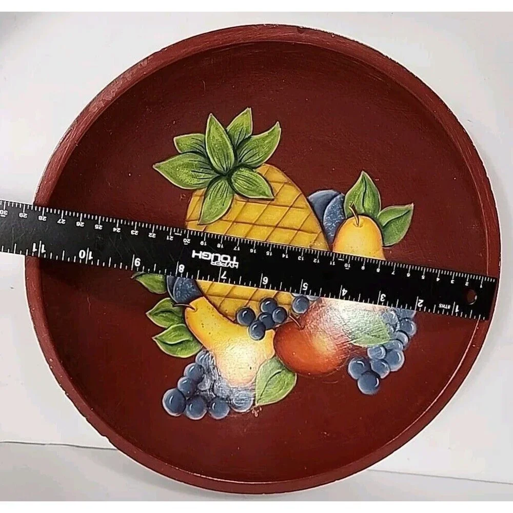 Wooden Colorful Bowl W Handpainted Fruit 11